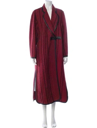 Pre-owned Akris Wool Patterned Coat W/ Tags In Red