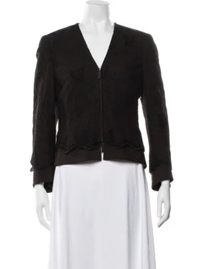 Pre-owned Akris Wool Patterned Jacket In Brown