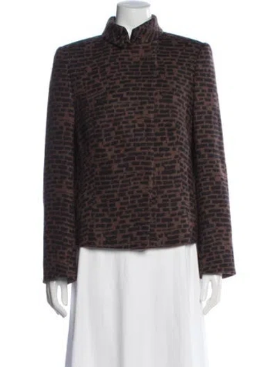 Pre-owned Akris Wool Patterned Jacket In Brown