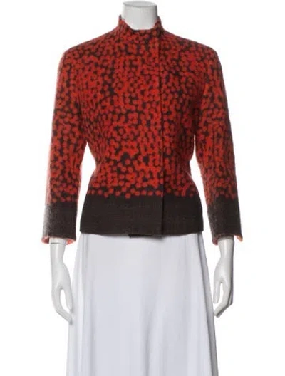 Pre-owned Akris Wool Patterned Jacket In Orange