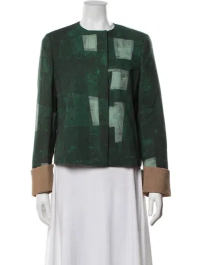 Pre-owned Akris Wool Patterned Jacket W/ Tags In Green