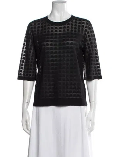 Pre-owned Akris Wool Patterned Top In Black