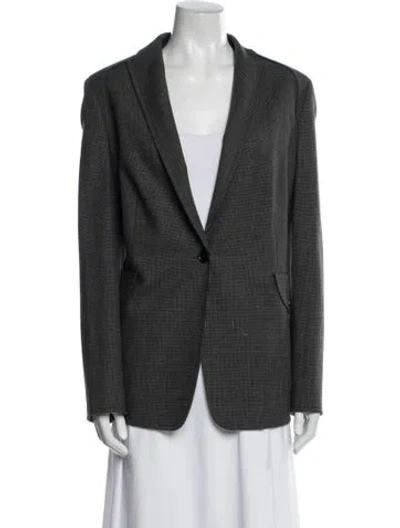 Pre-owned Akris Wool Plaid Print Blazer In Black