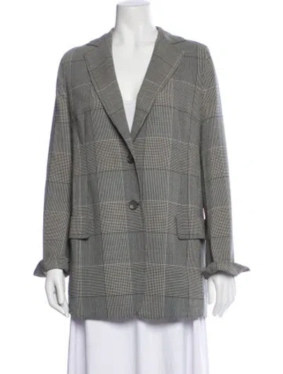 Pre-owned Akris Wool Plaid Print Blazer In Black