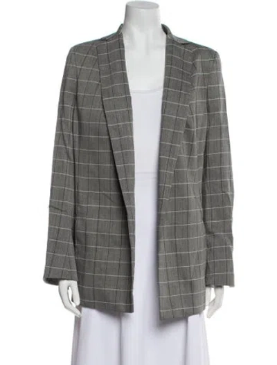 Pre-owned Akris Wool Plaid Print Blazer In Gray