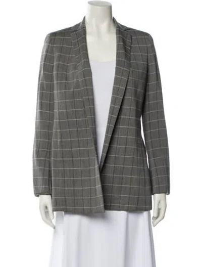 Pre-owned Akris Wool Plaid Print Blazer In Gray