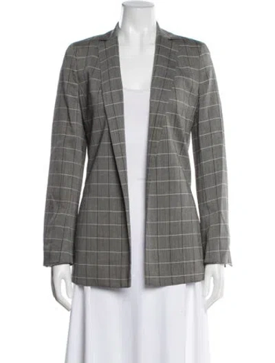 Pre-owned Akris Wool Plaid Print Blazer In Gray