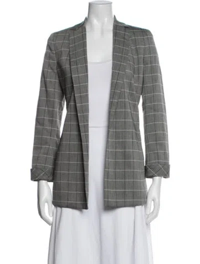 Pre-owned Akris Wool Plaid Print Blazer In Grey