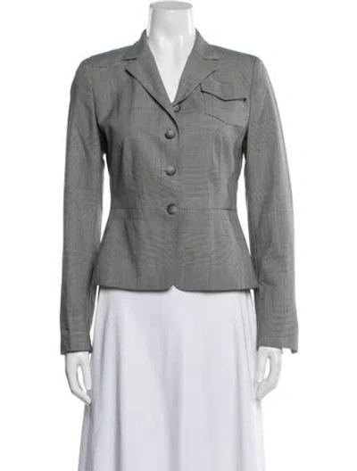 Pre-owned Akris Wool Plaid Print Blazer In Grey