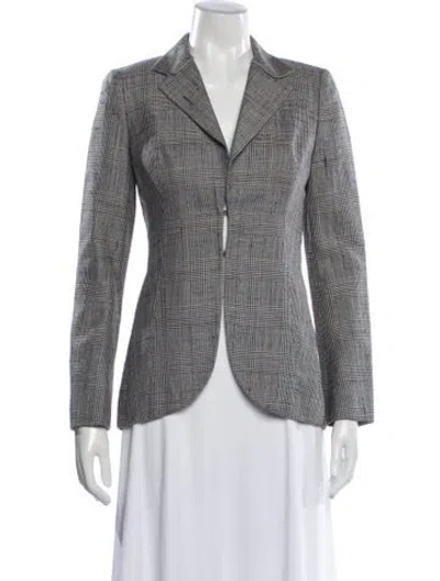 Pre-owned Akris Wool Plaid Print Blazer In Multicolor