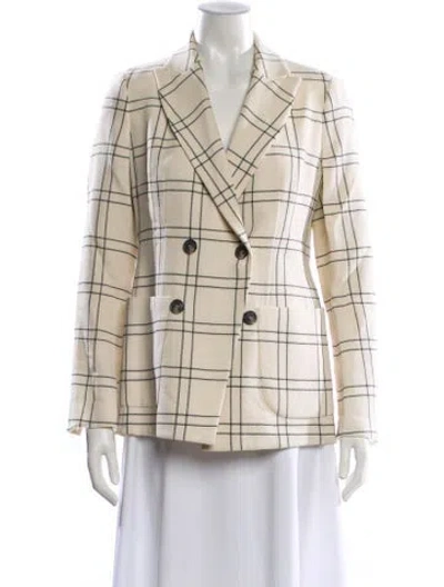 Pre-owned Akris Wool Plaid Print Blazer In Neutral