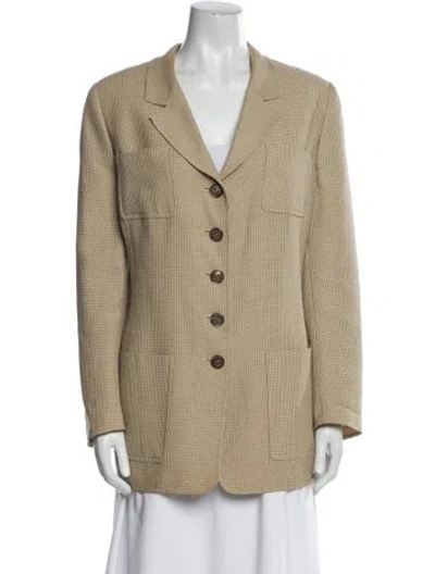 Pre-owned Akris Wool Plaid Print Blazer In Neutral