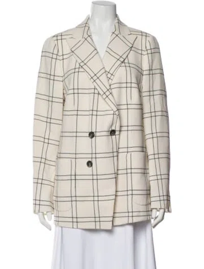 Pre-owned Akris Wool Plaid Print Blazer In Neutral