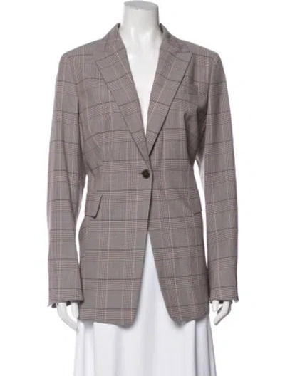 Pre-owned Akris Wool Plaid Print Blazer In Neutral