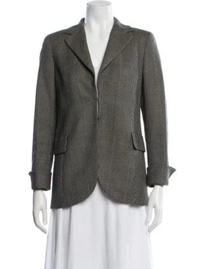 Pre-owned Akris Wool Plaid Print Blazer In Neutral