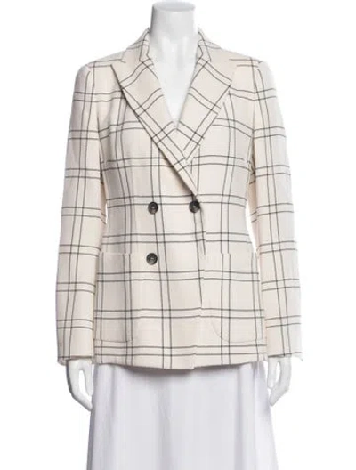 Pre-owned Akris Wool Plaid Print Blazer In Neutral