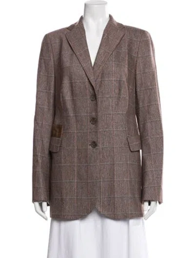 Pre-owned Akris Wool Plaid Print Blazer In Neutrals