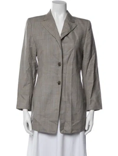 Pre-owned Akris Wool Plaid Print Blazer In Neutrals