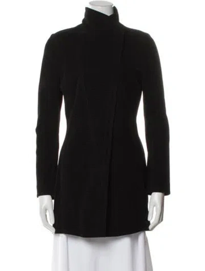 Pre-owned Akris Wool Plaid Print Coat In Black