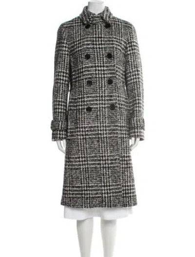 Pre-owned Akris Wool Plaid Print Coat In Black