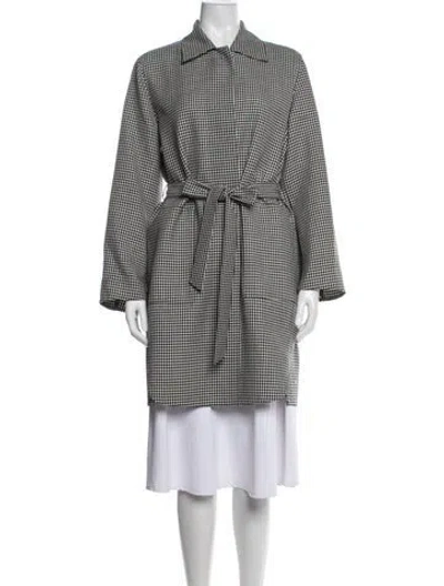 Pre-owned Akris Wool Plaid Print Coat In Black