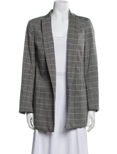Pre-owned Akris Wool Plaid Print Coat In Gray