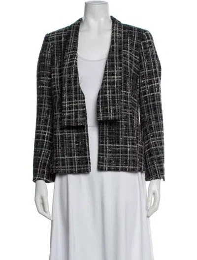 Pre-owned Akris Wool Plaid Print Jacket In Black