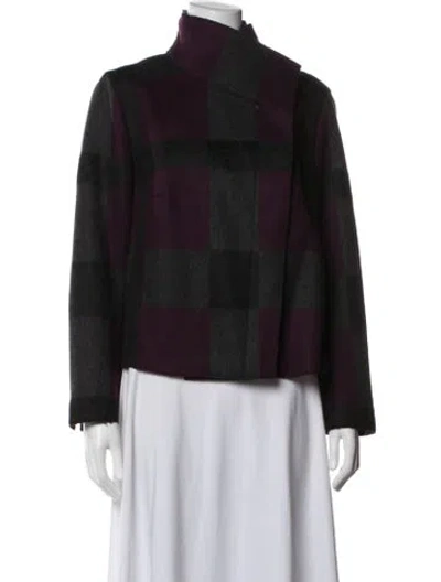 Pre-owned Akris Wool Plaid Print Jacket In Black