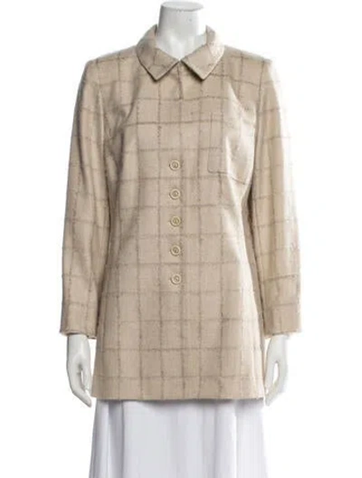 Pre-owned Akris Wool Plaid Print Jacket In Neutrals