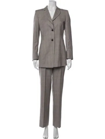 Pre-owned Akris Wool Plaid Print Pantsuit In Gray