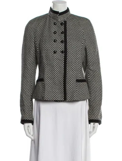Pre-owned Akris Wool Polka Dot Print Evening Jacket In Black