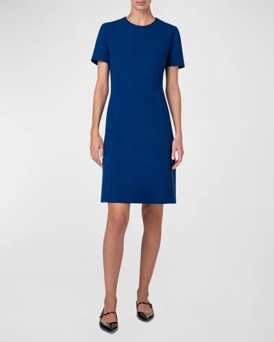 Akris Wool Princess Seam Sheath Dress In Ink