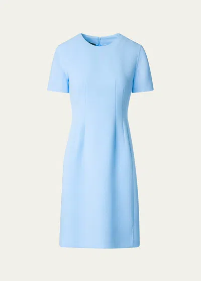 Akris Wool Princess Seam Sheath Dress In Light Blue