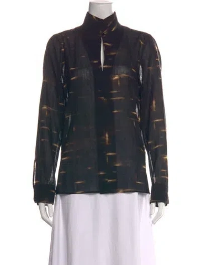 Pre-owned Akris Wool Printed Blouse In Black