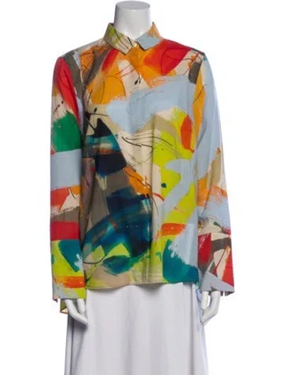 Pre-owned Akris Wool Printed Button-up Top In Multi