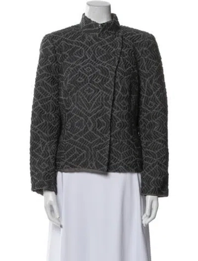 Pre-owned Akris Wool Printed Evening Jacket In Gray