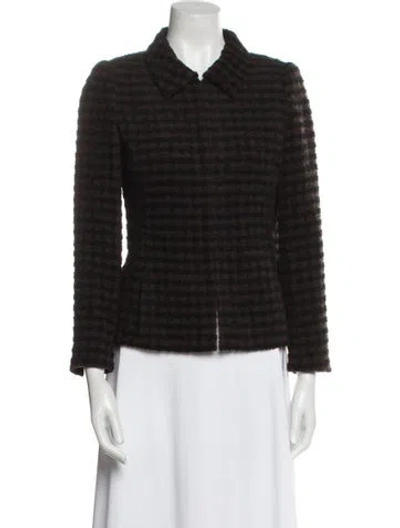 Pre-owned Akris Wool Printed Jacket In Brown