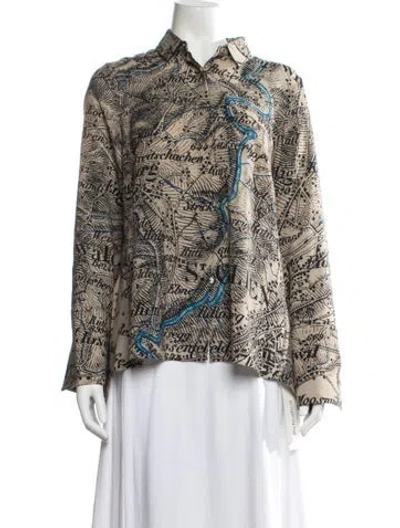 Pre-owned Akris Wool Printed Top In Neutral