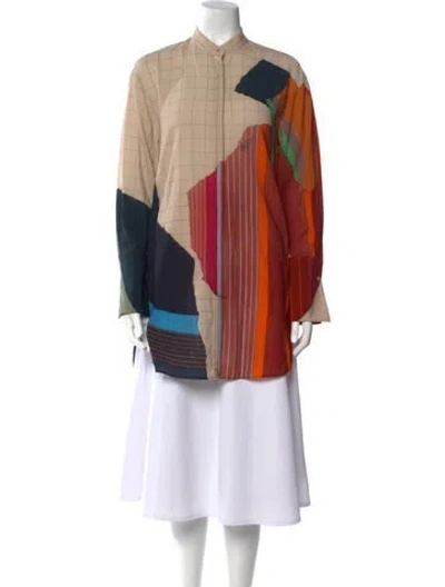 Pre-owned Akris Wool Printed Tunic In Neutral