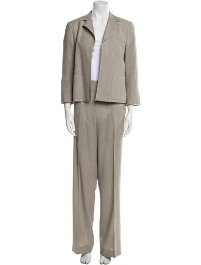 Pre-owned Akris Wool Raw-edge Trim Pantsuit In Neutral
