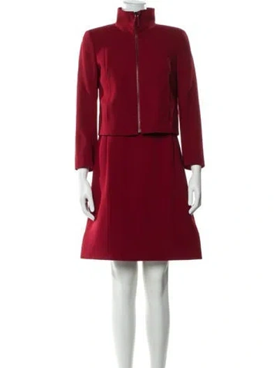 Pre-owned Akris Wool Ruffle Embellishment Set In Red