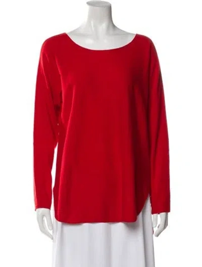 Pre-owned Akris Wool Scoop Neck Sweater In Red