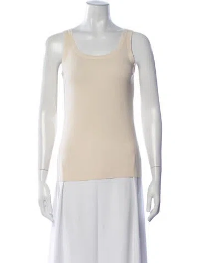 Pre-owned Akris Wool Scoop Neck Top In White