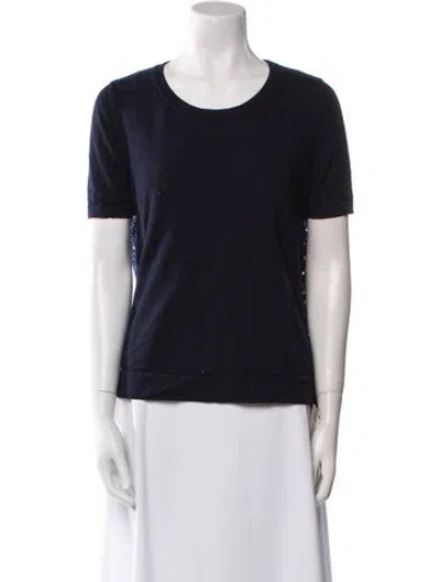 Pre-owned Akris Wool Scoop Neck T-shirt In Blue