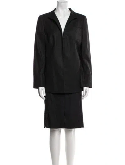 Pre-owned Akris Wool Skirt Set In Black
