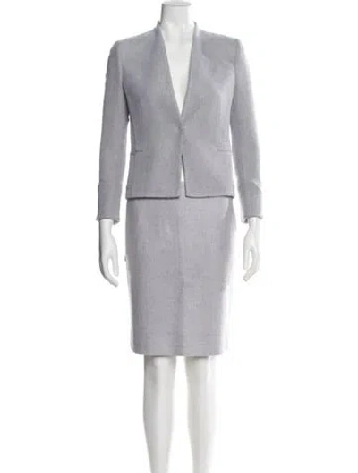 Pre-owned Akris Wool Skirt Suit In White