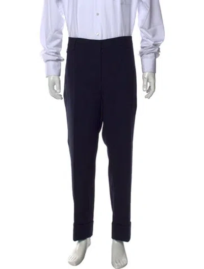 Pre-owned Akris Wool Straight Leg Pants In Blue