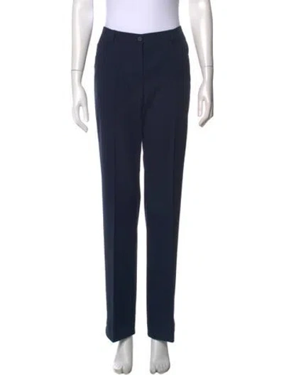 Pre-owned Akris Wool Straight Leg Pants In Blue