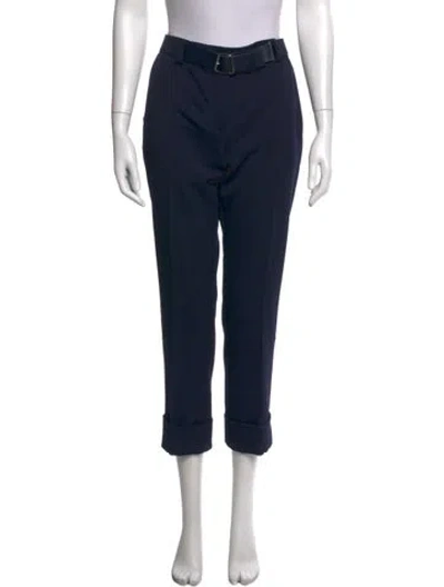 Pre-owned Akris Wool Straight Leg Pants In Blue
