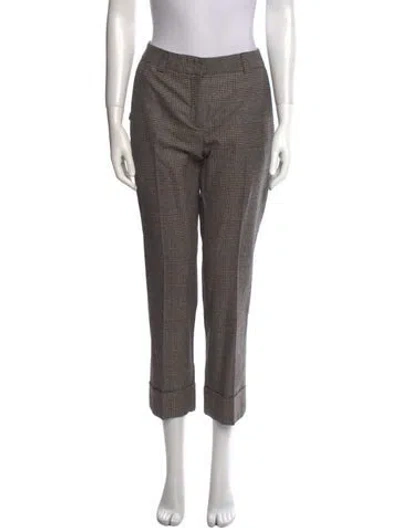Pre-owned Akris Wool Straight Leg Pants In Brown